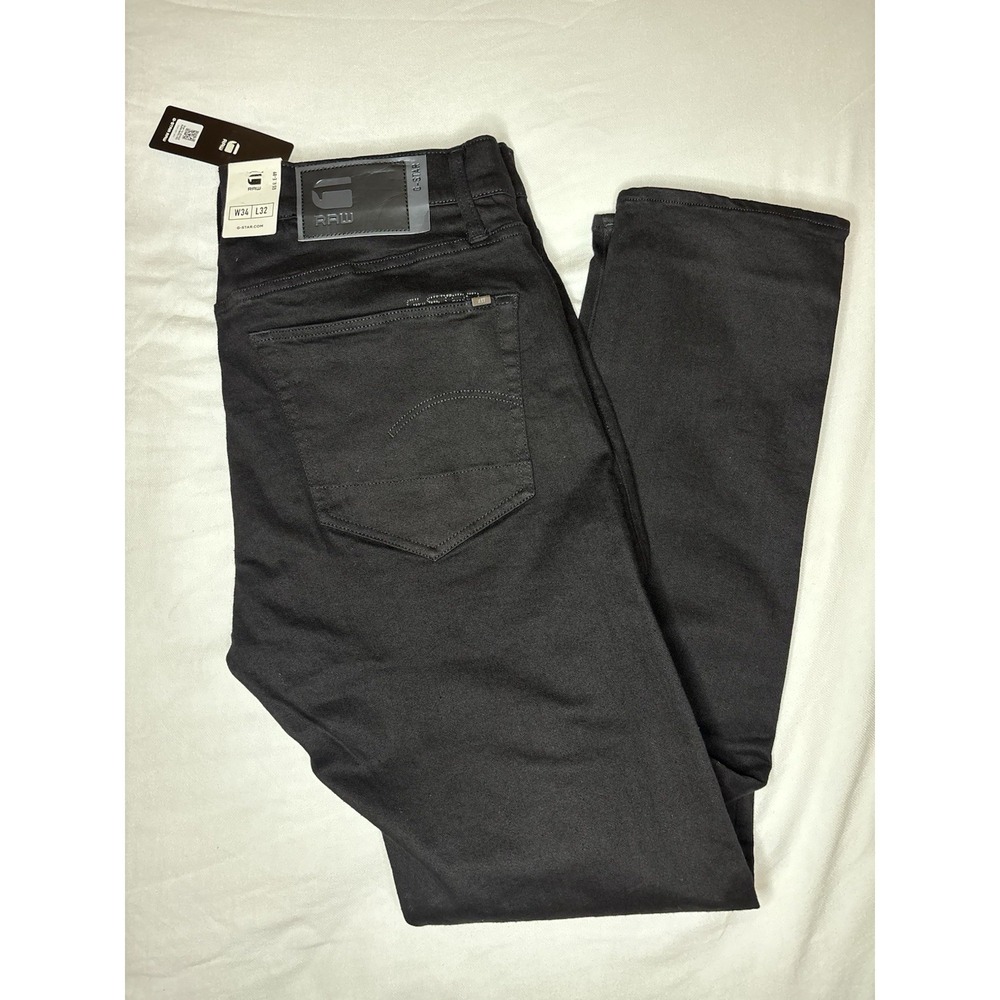 G-Star Raw 3301 Slim Pitch Black Men's Stretch Jean Size 34x32 NWT $130